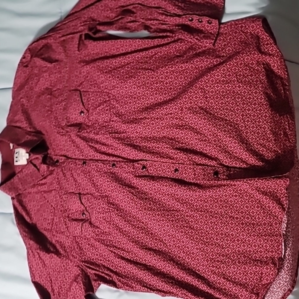 Ely Cattleman Red Floral Print Black Pear Snap LS BD Shirt Men's 2XL.‎